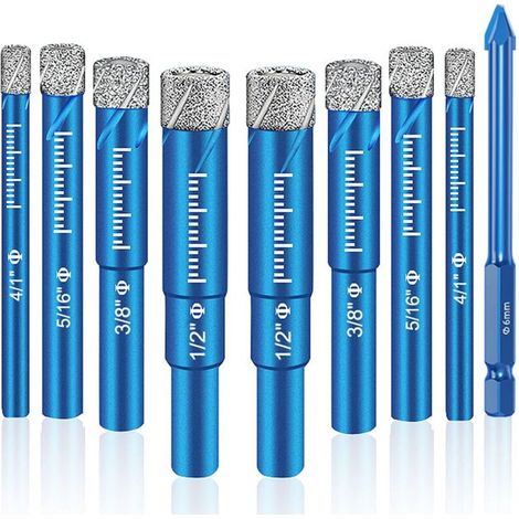 Set di 9 punte diamantate di alta qualità: strumenti versatili per forature precise su porcellana, ceramica, vetro, marmo, ecc. (1/4)