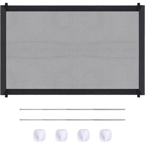 Ecleanfy - Porte Magique pour Chiens, Barrière D'escalier de Sécurité pour Chiens avec Les Crochets et Les Poteaux Plus dûrs Noir 110 × 72cm (1/5)