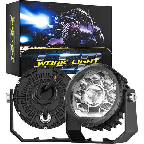 Lampe de Conduite Laser 4 Pouces Ronde, Éclairage Auxiliaire LED avec Signal DRL, 28W 3000LM, Lumière Blanc+Jaune, IP67, DC9-30V, Universelle pour Voiture, 4x4, Camion, Moto, Bateau, Chariot Élévateur (1/5)