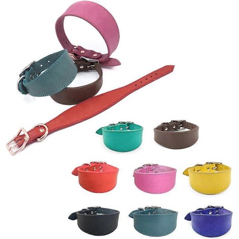 Collier pour chien en cuir large, doublure douce, réglable - Marron (1/4)