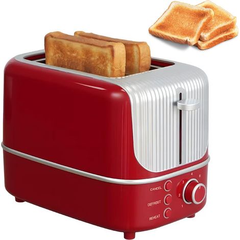 Grille-pain multifonction et appareil à sandwichs, machine petit-déjeuner automatique compacte, appareil électrique de cuisine polyvalent, rouge (1/5)