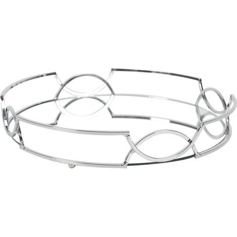 Plateau Rond Miroir Argenté Ø30cm (1/3)