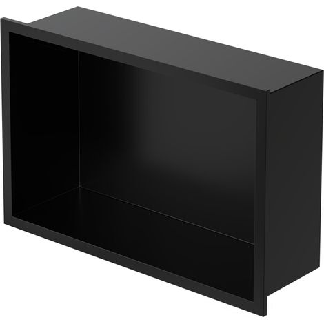 Luxebath – Niche de douche encastrable en acier inoxydable noir – Dimensions 20x30x10 cm – Étanchéité 100 % – Optimisation espace douche
