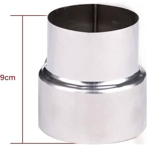 Réducteur de tuyau de fumée en acier inoxydable, adaptateur de cheminée, tuyau de poêle, réduction en acier inoxydable, tuyau de fumée, tuyau de poêle (90-80mm) (1/4)