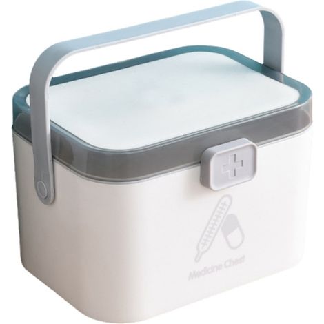 Boîte à pharmacie portable pour la maison, petite boîte à pharmacie de style boîte à pharmacie en plastique, grande boîte de rangement, boîte à pharmacie portable (1/5)