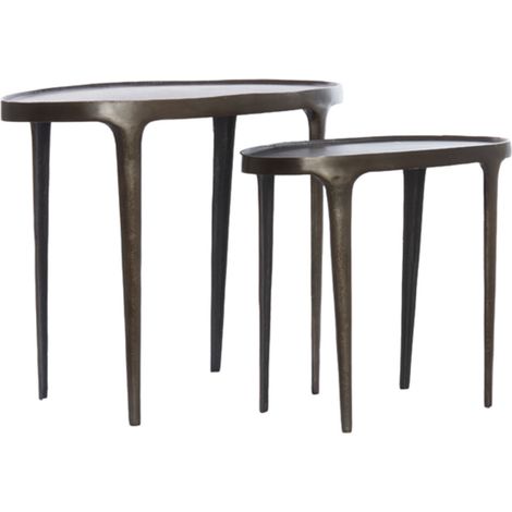 Light & Living Beistelltisch ARICA Set Metall Dunkelbraun –