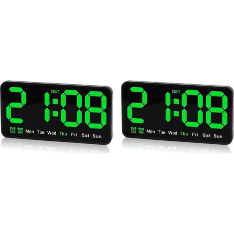Horloge murale à double chiffre, 9,5 pouces, réveil à grands chiffres LED, avec heure d'été et double fonction d'alarme, idéale pour la décoration du salon, de la chambre et de la salle de classe. (1/5)