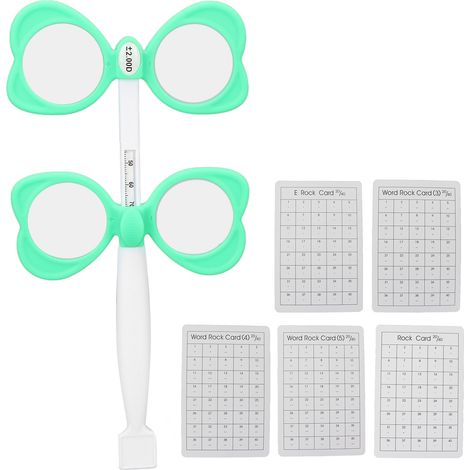 Verre optique vert basculant en plastique, lot de 5 cartes de test de vision de près ±200 pour examen ophtalmologique. (1/5)