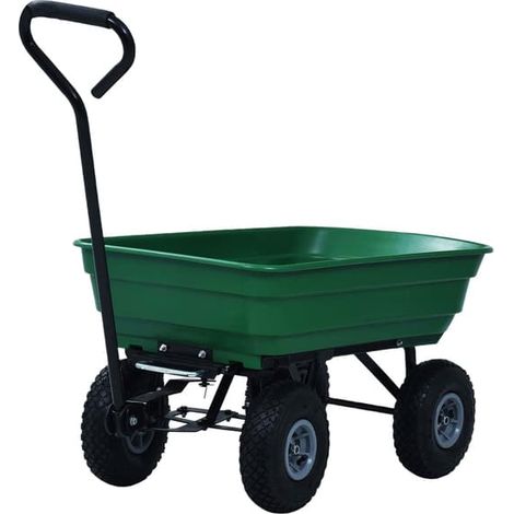 Chariot de jardin basculant vidaXL 300 kg 75 L Vert (1/5)