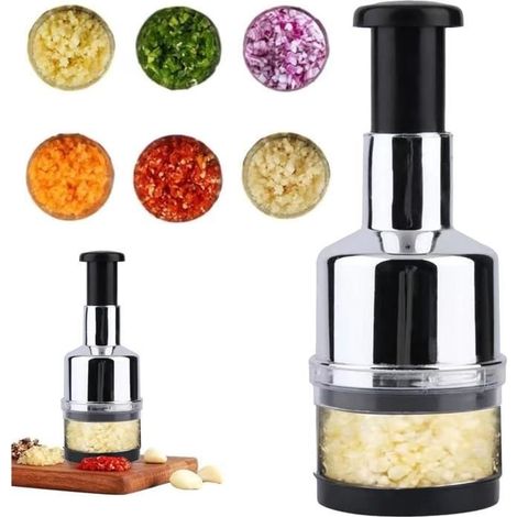 Presse Ail Inox,Presse Ail,Oignons Coupe Legume,Coupe Ailm,Couteaux Ustensile Cuisine,Purée D'ail En Acier Inoxydable Coupe (1/4)