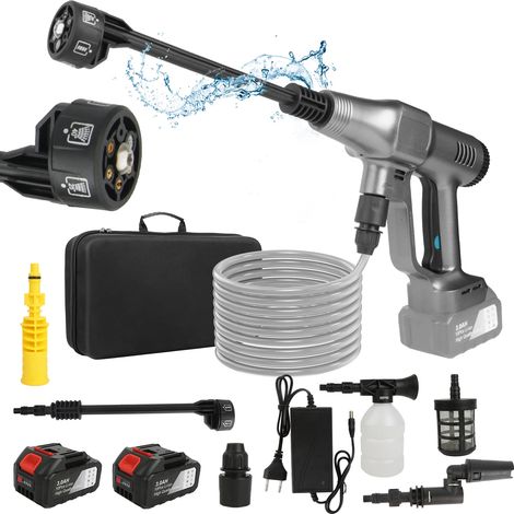 Nettoyeur haute pression 200 bars 3500W 18V sans fil avec 2 batteries, pistolet de lavage 6 en 1 pour voiture et jardin (1/5)