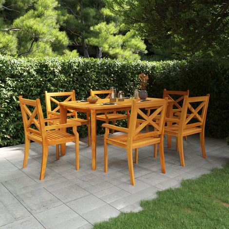 Ensemble Table et Chaise de Jardin Salon de jardin 7 pcs Bois d'acacia solide 54591 (1/5)