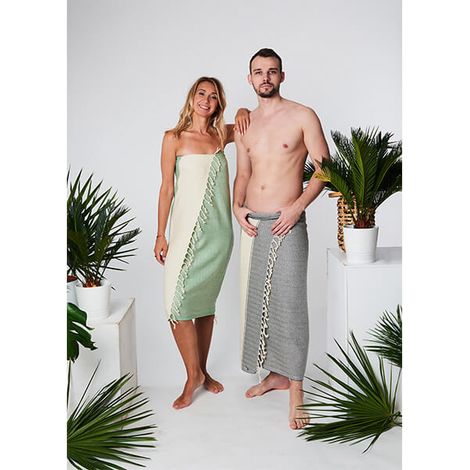 Toalla de hammam ondulada 100% algodón natural yeye negra (1/5)