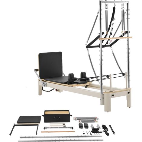 Mophorn Reformer Pilates pour Tous Niveaux, Machine de Pilates Supportant jusqu'à 181,44 kg, Équipement de Yoga avec Résistance Double, Boîte et Planche de Saut, Idéal pour Maison et Studio de Yoga