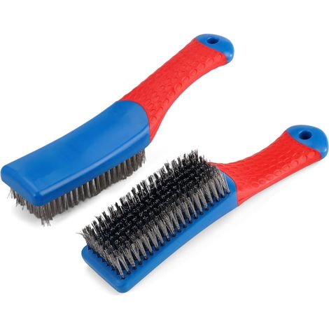 2 Pièces Brosse Metallique a Main, Manche en Caoutchouc Brosse en Métal (1/5)