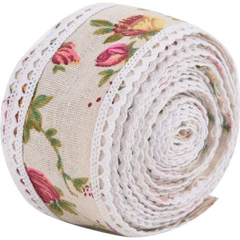 Ruban de jute à fleurs de 5 m, toile de jute imprimée, Durable et Stable pour mariage à domicile. (1/5)