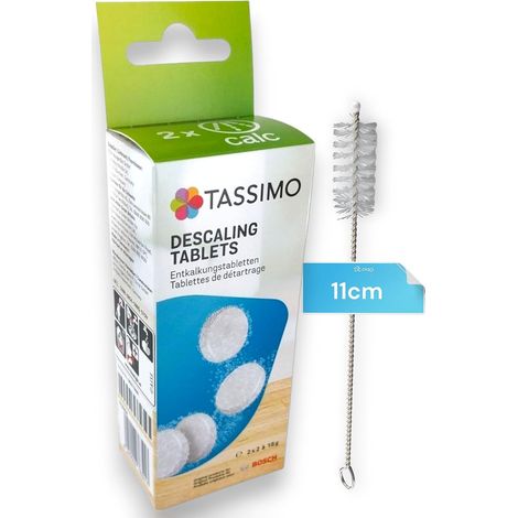 Lot de 4 pastilles détartrantes 311909 TCZ6004 compatibles avec toutes les machines à café Bosch Tassimo avec brosse de nettoyage DL-Pro (1) (1/5)