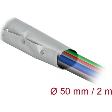 Delock Funda de cable con cierre de botÃ³n a presiÃ³n 2 m x 50 mm gris / negro