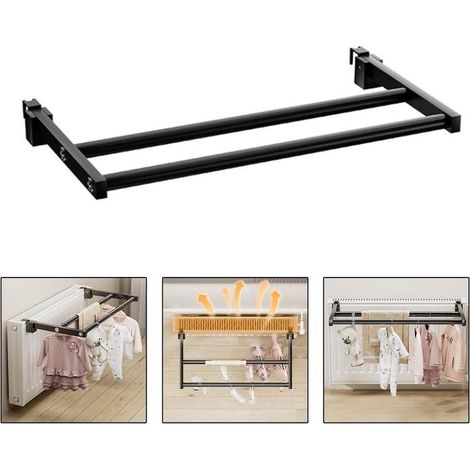 Porte-serviettes radiateur en acier inoxydable 40 cm, accessoire de salle de bain gain de place, support durable pour serviettes avec design moderne et rangement pratique (1/4)