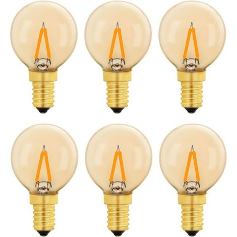 G40 Vintage Mini Ampoule E14 LED 1W, Ambre Edison Ampoule E14 de Remplacement 10W pour Lumières Décoratives, Blanc Chaud 2200K, Non Dimmable, Lot de 6 (1/4)