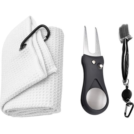 Serviette Microfibre - Brosse Pour Clubs De Golf - Outil À Divots Pliable - 40x40 Cm - Pour Sacs De Golf - Lot De 3 Pièces (1/5)
