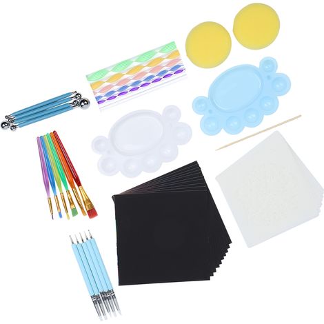 Kit de 47 outils à pointiller pour mandalas, pochoirs et accessoires pour mini chevalet. (1/5)