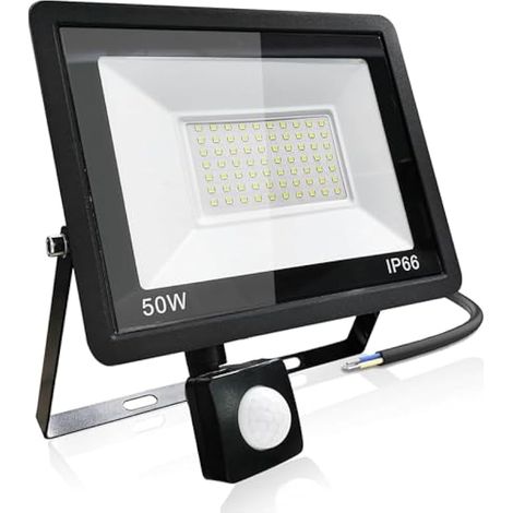 Projecteur extérieur LED Detecteur de Mouvement 50W, 5000LM Spot LED Extérieur IP66 étanche Projecteur blanc froid 6500K, Eclairage pour jardin cour Garage (1/5)