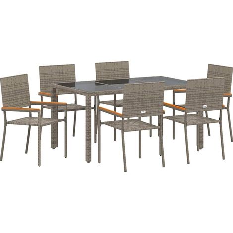 Maison Exclusive - Garten Essgruppe 7 pcs Grau Poly-Rattan
