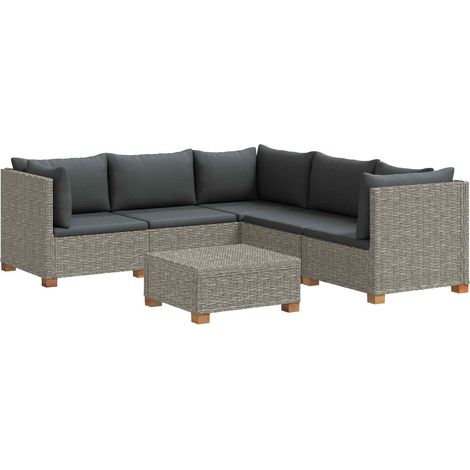 6 pz Set Lounge in Rattan con Cuscini GENDT Rattan naturale vidaXL (1/5)
