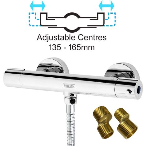 Bristan Zing Thermostatic Bar Mixer Valve Shower Cool Touch 135 - 165mm Centres