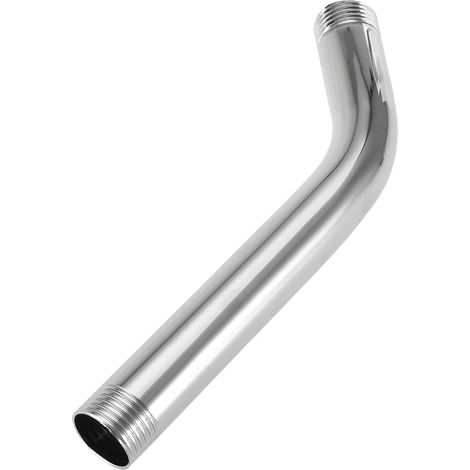 Support de douche encastré au plafond avec tuyau de douche rond de 15 cm (6 pouces) en acier inoxydable, bras de douche dissimulé, petit tuyau courbé, chromé (1/5)