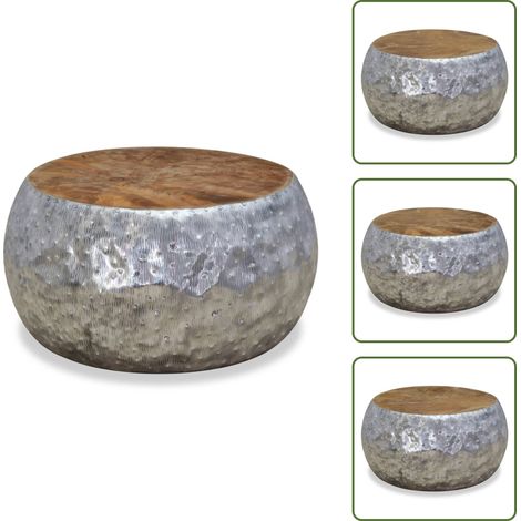The Living Store Table basse Aluminium Teck 60x60x30 cm - Table d'appoint (1/5)