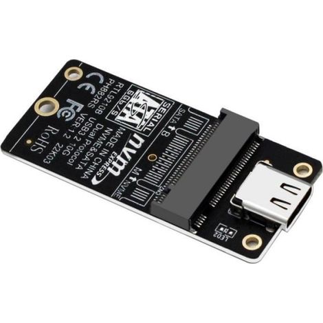 Connectique - alim,Adaptateur M2 vers USB 3.1 Type C,PCIE NVcloser SSD M.2 SATA SSD vers USB C Riser Board 10Gbps[F837800587] (1/4)