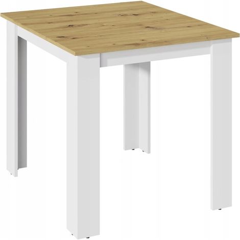 Table à Manger KONGO Chêne artisanal -  Résistante aux rayures et à l'humidité - 80 x 80 x 75 cm (1/2)