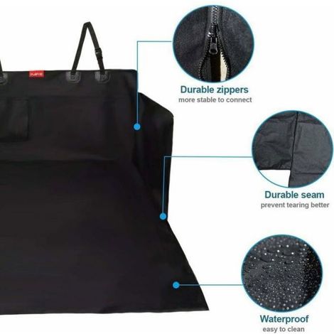 Housse de protection coffre voiture - Imperméable tissu Oxford Antidérapante - Transport chien SUV - Noir 185x105 cm (1/5)
