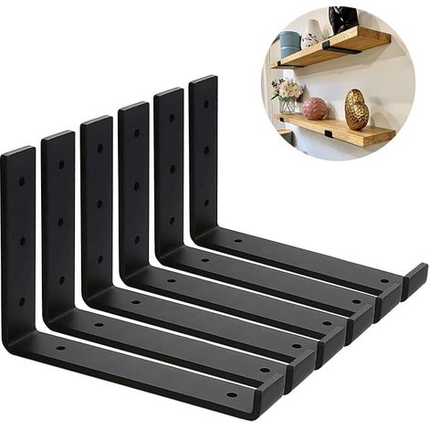 Equerre Murale échafaudage - Support Etagere Murale - Supports d'étagère Industriels Noirs avec vis (30 x 15 cm) (1/5)