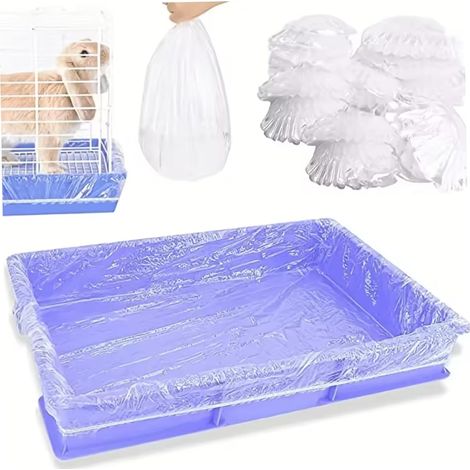 Sacs à litière pour chats, 100 pièces, sacs pour cages, plastique transparent, sac jetable pour cage à lapins, sac pour cochons d'Inde, sac de toilette étanche pour lapins, furets, chinchillas, oiseau (1/5)
