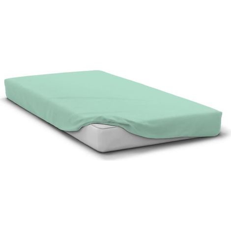 Fitted sheet - HOME LINGE PASSION - HP72111 - 82 g microfiber - 140 x 190 cm - 30 cm deep pocket - Aqua green (1/3)