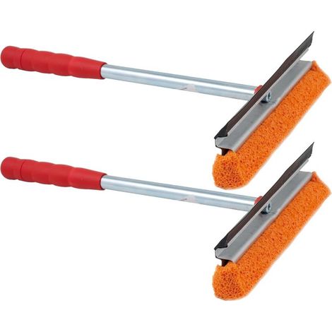 2X Raclette à vitres pour voiture 21 cm avec manche en métal-plastique 31 cm avec lèvre de raclette et éponge en caoutchouc raclette de