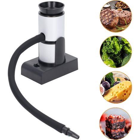 Ahumador portátil [instrucciones] para cócteles, gastronomía molecular, mariscos, frutos secos y aperitivos, material: ABS + aluminio, peso: 349 g, dimensiones: 12,3 x 9 x 5,6 cm (1/5)