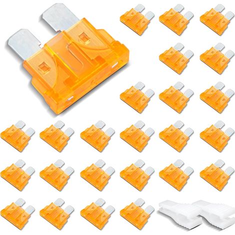 25 pièces de fusible automobile standard, fusible plat 5A avec 2 clips en plastique pour voiture, camion et moto (1/5)