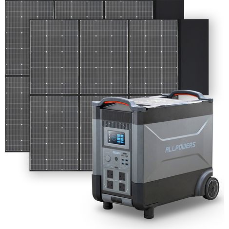 Home Battery Power Station LiFePO4 3600Wh, Voice Control With 2Pcs 600W Solar Panel For Home Backup Outdoor ALLPOWERS R4000 (1/5)