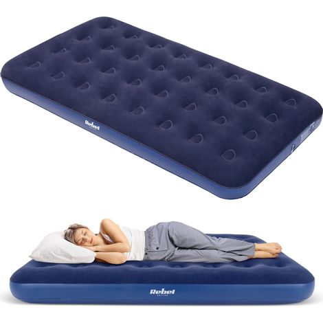 Materassino gonfiabile singolo per dormire, dimensioni 191 x 99 x 22 cm, marca Rebel. (1/5)