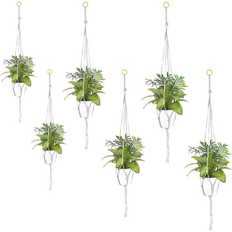6 Pièces Suspension Plante Macramé, Pot Suspendu Plante Interieur, Porte Plante Mural pour Pots de Fleurs Muraux, décor, Plafond, Balcon, Jardin, 60 cm, 80 cm, 100 cm (1/5)