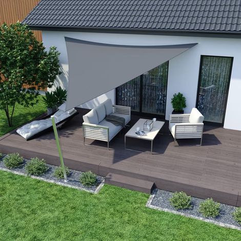 TRADE SHOP - Vela Tenda Triangolare Parasole Protezione Sole Ombra Giardino 3.6x3.6x3.6mt Grigio 222569 - (1/5)