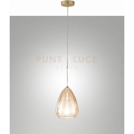 BRITTON LAMPADARIO A SOSPENSIONE IN VETRO AMBRA D.22CM 1 LUCE ATTACCO E27
