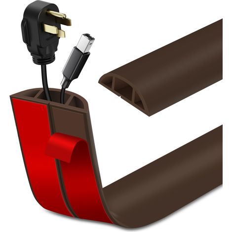 Passage de Cable au Sol adhésive PVC Flexible goulotte Passe Cable pour Bureau Maison entrepôt Concert 3m×2cm, Marron (1/5)