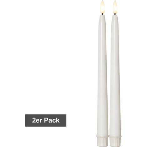 Star Trading Set de bougies Flamme Slim, 2 pièces, bougies antiques, blanc, LED, minuterie, blanc chaud, extérieur, 28 cm (1/3)