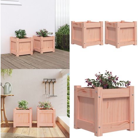 Jardinières 2 pcs bois massif douglas - Jardinières En Bois - Jardinière Extérieure - Pot De Fleurs Extérieur - Déco Jardin - Bac À Fleurs - Home & Living (1/5)