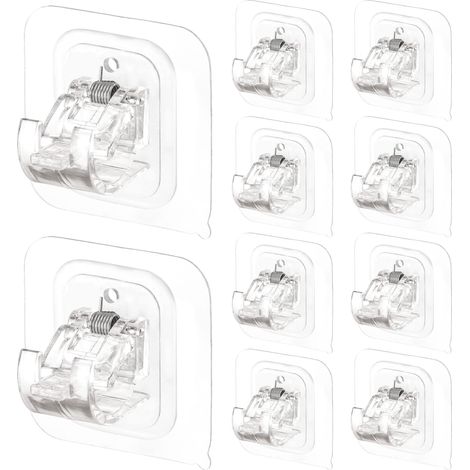 Lot de 10 Supports de Tringle à Rideaux Autocollants – Crochets Réglables, Sans Clous (1/5)